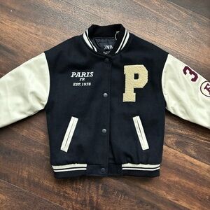 Zara bomber/letterman jacket 4-5 Euc Paris